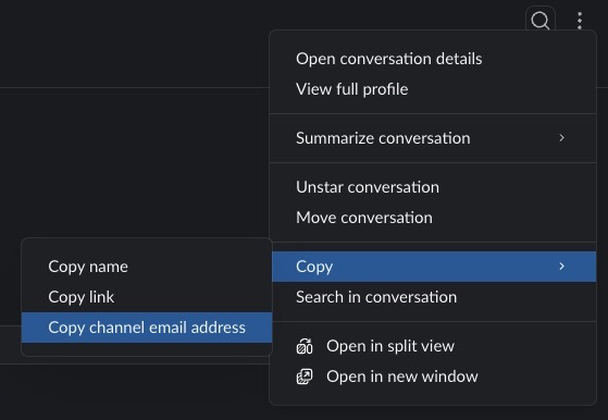 Slack channel email address